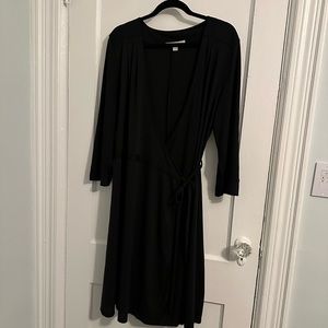 Old Navy 3/4 Sleeve Black Faux Wrap Dress Size XXL